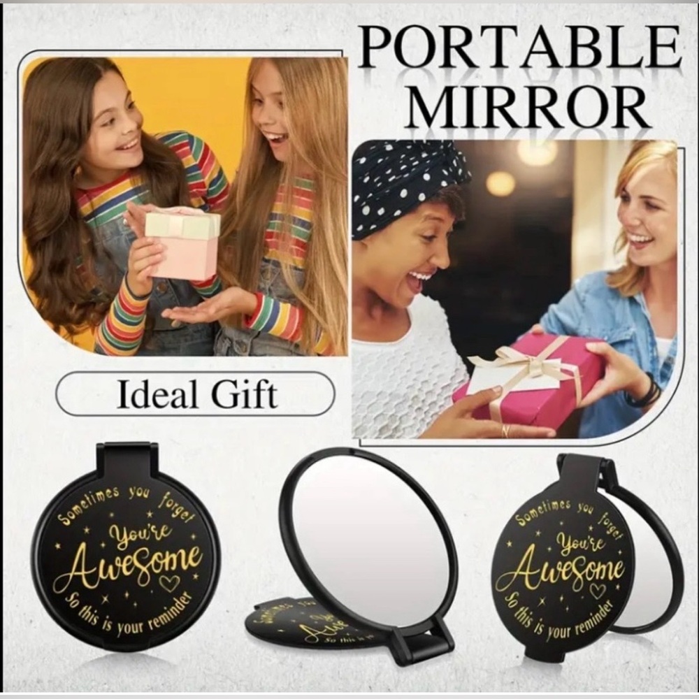 QTY 10 Black and Gold Portable Mirror Thank You Gifts New